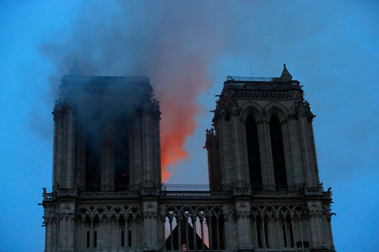 La cathédrale de Notre-Dame en flamme le 15 avril 2019.