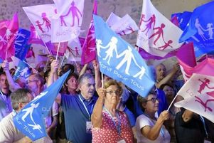 Réunion du mouvement de la Manif pour tous au camping Saint-Maurice, à Palavas-les-Flots, le 14 septembre 2014. 