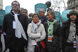 Viviane Lambert, la mère de Vincent, lors d’une marche contre l'avortement et l'euthanasie le 25 janvier 2015. 