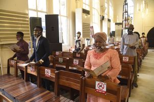 Une messe au Lagos, le 9 août 2020.