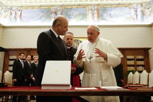 Le président irakien Barham Salih à l’issue d’une audience privée avec le pape François au Vatican le 25 janvier 2020.