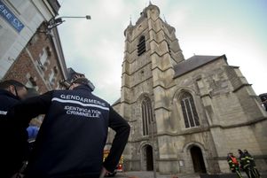 Lors de l’incendie à la collégiale d’Avesnes-sur-Helpe, le 5 avril 2021.