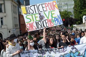 Manifestation en mémoire de Steve Maia Caniço, à Nantes, le 21 juin 2020, un an après la mort du jeune homme.