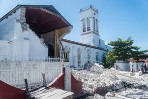 L’église haïtienne de « Sacré cœur des Cayes », le 15 août 2021.