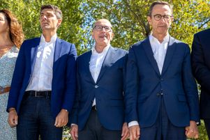 Aurélien Pradié, Éric Ciotti et Bruno Retailleau le 17 septembre 2022 à La Ciotat.