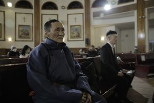 Cathédrale d’Oulan-Bator, Noël 2022. Emmanuel Macron doit se rendre dimanche 21 mai en Mongolie, première visite d’un président français dans ce pays.