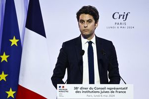 Le premier ministre Gabriel Attal lors du dîner du Crif, le 6 mai 2024.
