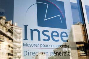A picture taken on June 14, 2019 in Monrouge, near Paris, shows the logo of the French statistics agency INSEE (National Institute of Statistic and Economic Studies). (Photo by Aurore MESENGE / AFP)