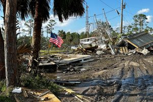 La ville de Keaton Beach, en Floride, le 27 septembre, après le passage de l’ouragan Helene. 