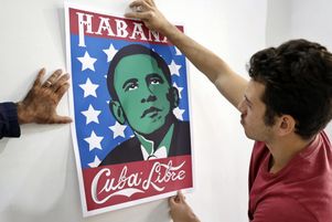 Une affiche illustrant l’ancien président américain Barack Obama, à La Havane, à Cuba. Ce mardi 17 décembre 2024 marque le 10e anniversaire de l’annonce du rapprochement historique des États-Unis avec Cuba.