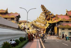 Dans la ville birmane de Mandalay, proche de l’épicentre du séisme, le 28 mars. 