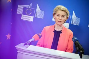 Conférence de presse de la présidente de la Commission européenne Ursula von der Leyen jeudi 3 avril. 