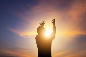 Human hands open palm up worship. Eucharist Therapy Bless God Helping Repent Catholic Easter Lent Mind Pray. Christian Religion concept background. fighting and victory for god