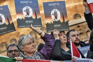 Manifestation de victimes d’abus sexuels au Vatican le 21 février 2019 à Rome. 