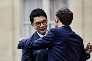 Emmanuel Macron et le président de Madagascar, Andry Rajoelina, à l’Elysee, le 26 juillet 2024.
