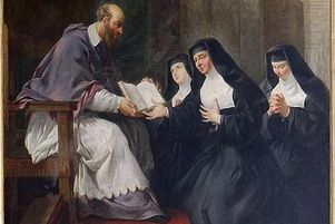 St François de sales donnant la règle de l’ordre de la Visitation à sainte Jeanne de Chantal