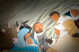 Les bergers viennent adorer Jésus. ©Simon Kroug