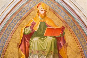 Saint Augustin, fresque du monastère de Klosterneuburg à Vienne (Autriche).
