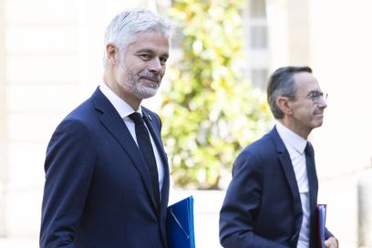 Laurent Wauquiez et Bruno Retailleau à Matignon en septembre 2024. 