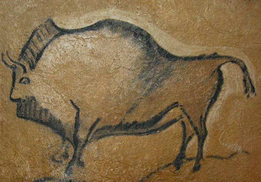Peinture de bison découverte dans les grottes de Covaciella, à Cabrales (Espagne).