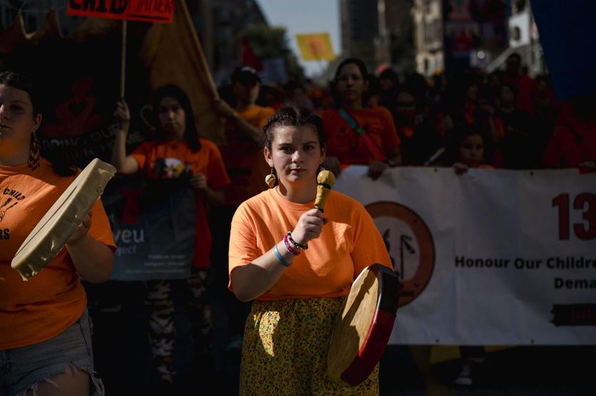 À Montréal, le collège Ahuntsic est engagé dans une démarche pour mieux intégrer et lutter contre le décrochage scolaire des peuples autochtones. Ici, lors d’une Journée de commémoration des victimes des pensionnats pour enfants autochtones, le 30 septembre 2023.
